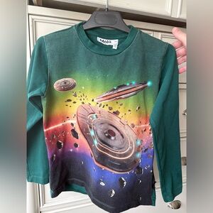 Molo Organic Cotton Long Sleeve T-Shirt Boys 128cm Graphic Print Unisex